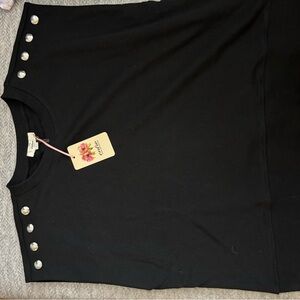 entro Black Crewneck Sweatshirt with Shoulder Buttons